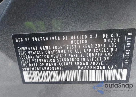 2024 Volkswagen Jetta 1.5T S from USA, damaged, VIN 3VW5M7BU4RM082017